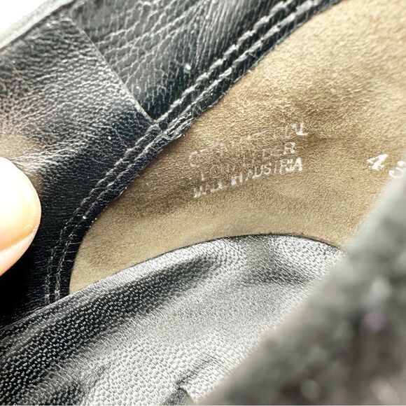 Paul Green Black Elastic Suede Cage Platform Heels Sz 5 - Picture 13 of 13